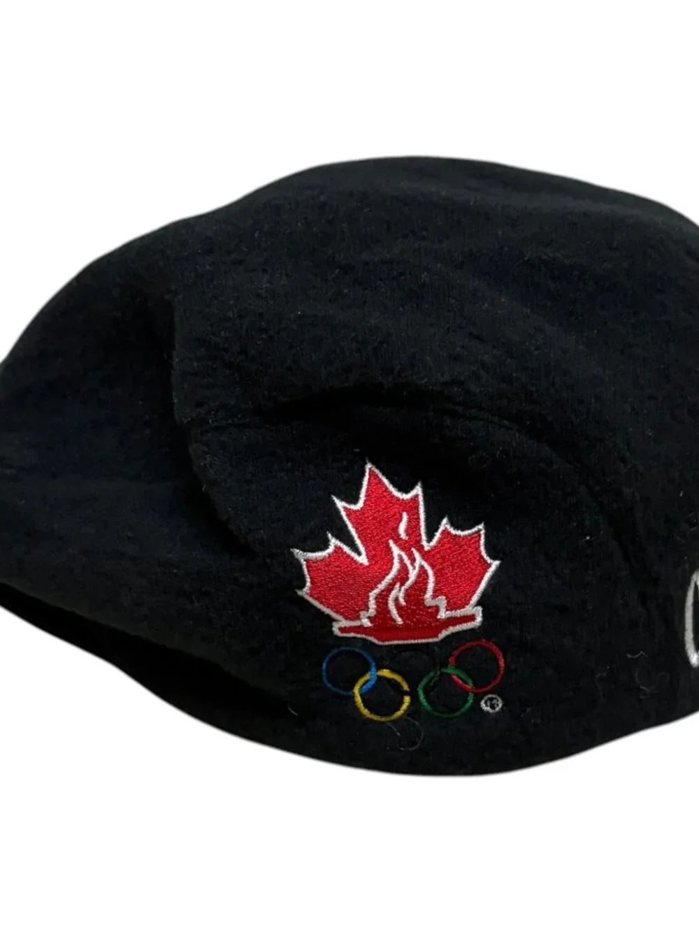 Vintage Roots Canada Olympics Black Hat Poor Boy Cap Fleece Nagano Japan 1998 - Picture 4 of 8